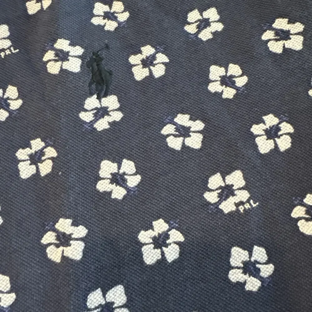 Polo Ralph Lauren Size 3XLT Mens Floral Blue Shirt Big And Tall Hibiscus AOP